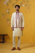 Pista Green Ghicha Print Kurta Jacket Set